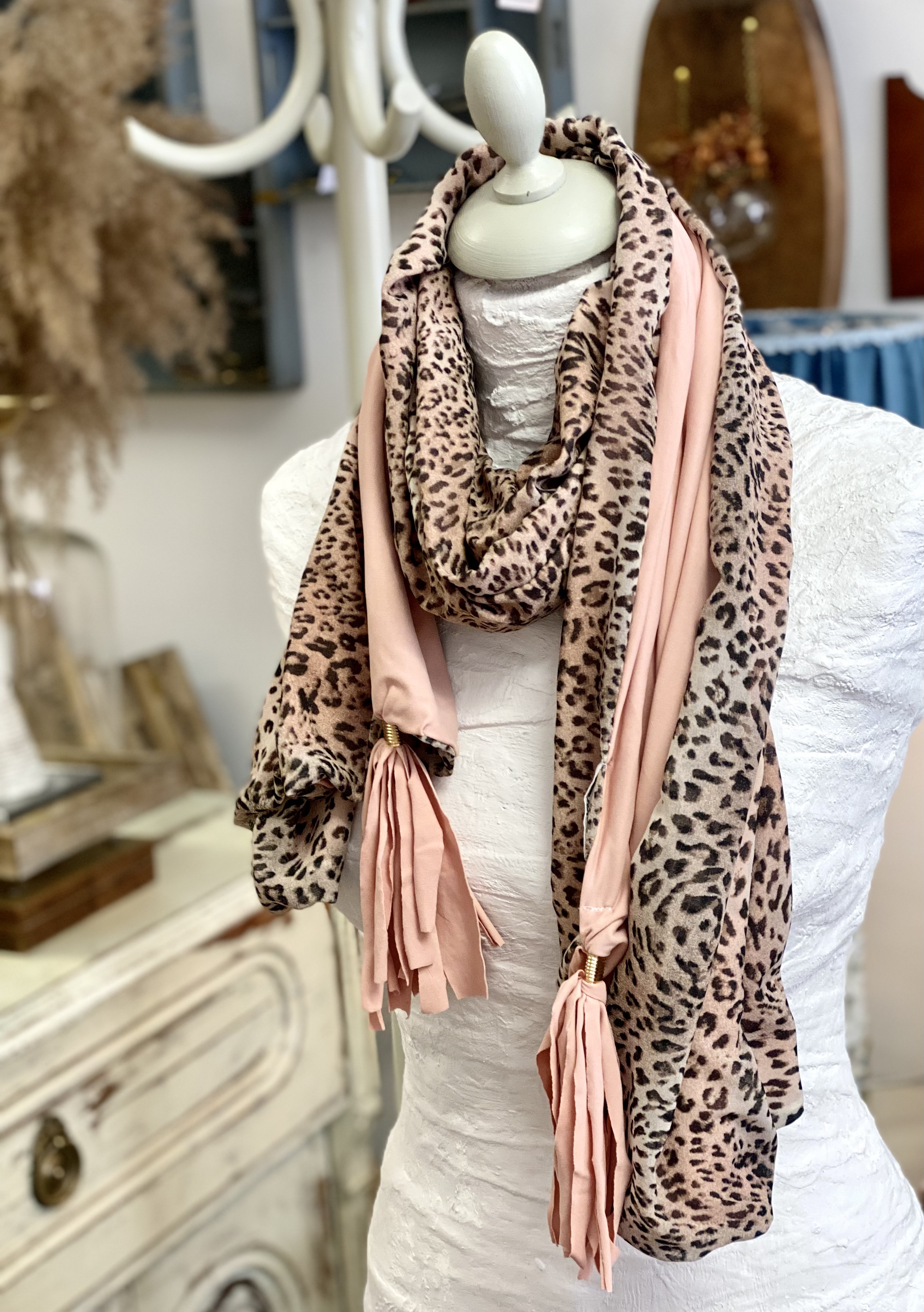 Tuch Leopard mit Rosa - Herzsache - Shabby chic und Vintage mit Herz