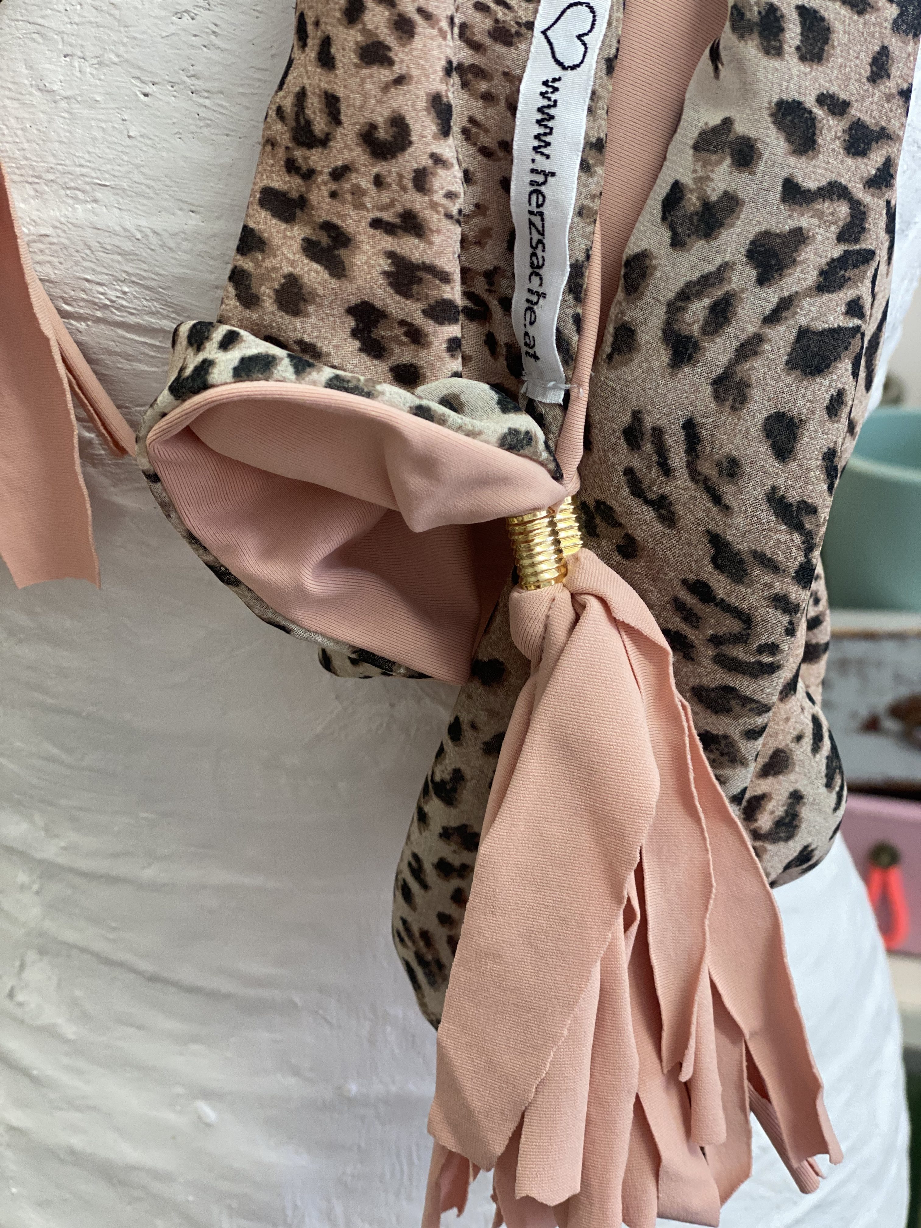 Tuch Leopard mit Rosa - Herzsache - Shabby chic und Vintage mit Herz